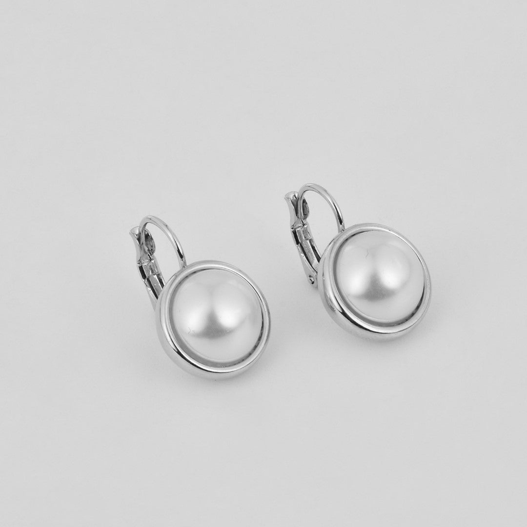Rhodium Plated Pearl Drop Earring - Reenisaa