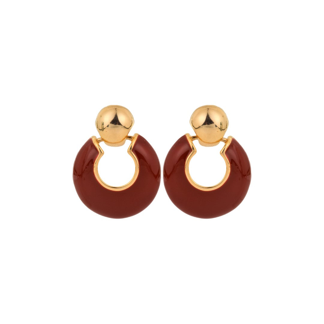 Maroon Round Drop Earring