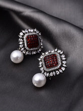 Radiant Red Pearl Drop Earrings
