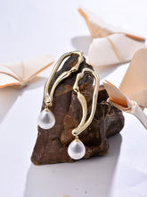 Geometric Pearl Drop Earring