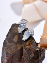 Grey Crystal Leaf Earring