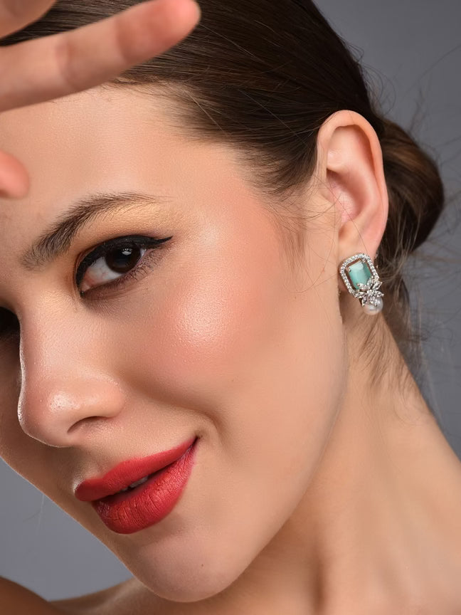 Mint Green Pearl Stud Earring - Reenisaa