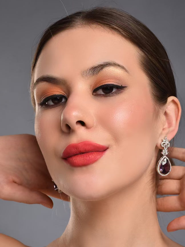 Royal Plum Elegance Drop Earring - Reenisaa
