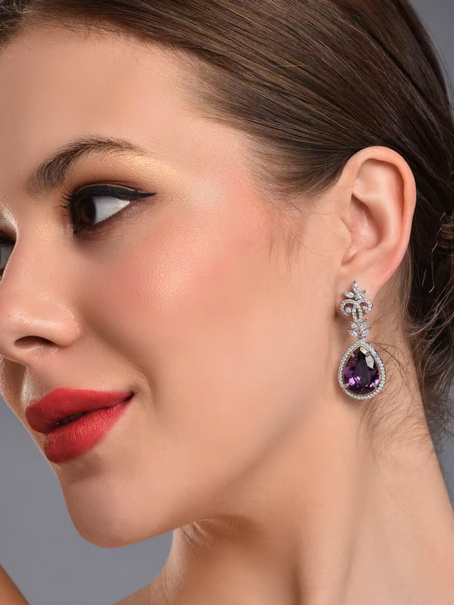 Royal Plum Elegance Drop Earring - Reenisaa