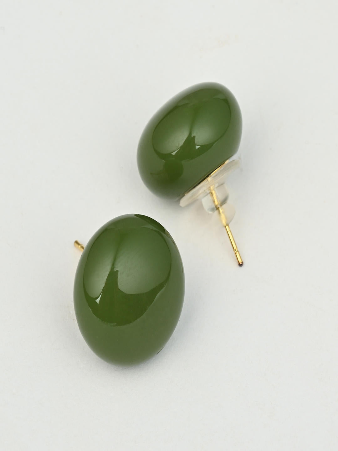 Olive Sheen Stud Earrings