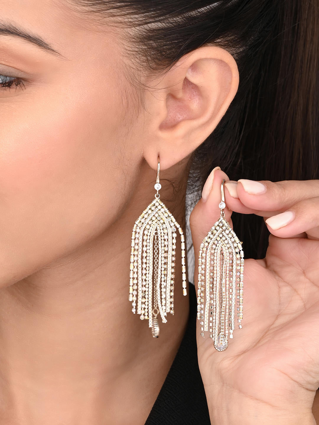Radiant Cascade Crystal Drop Earrings - Reenisaa