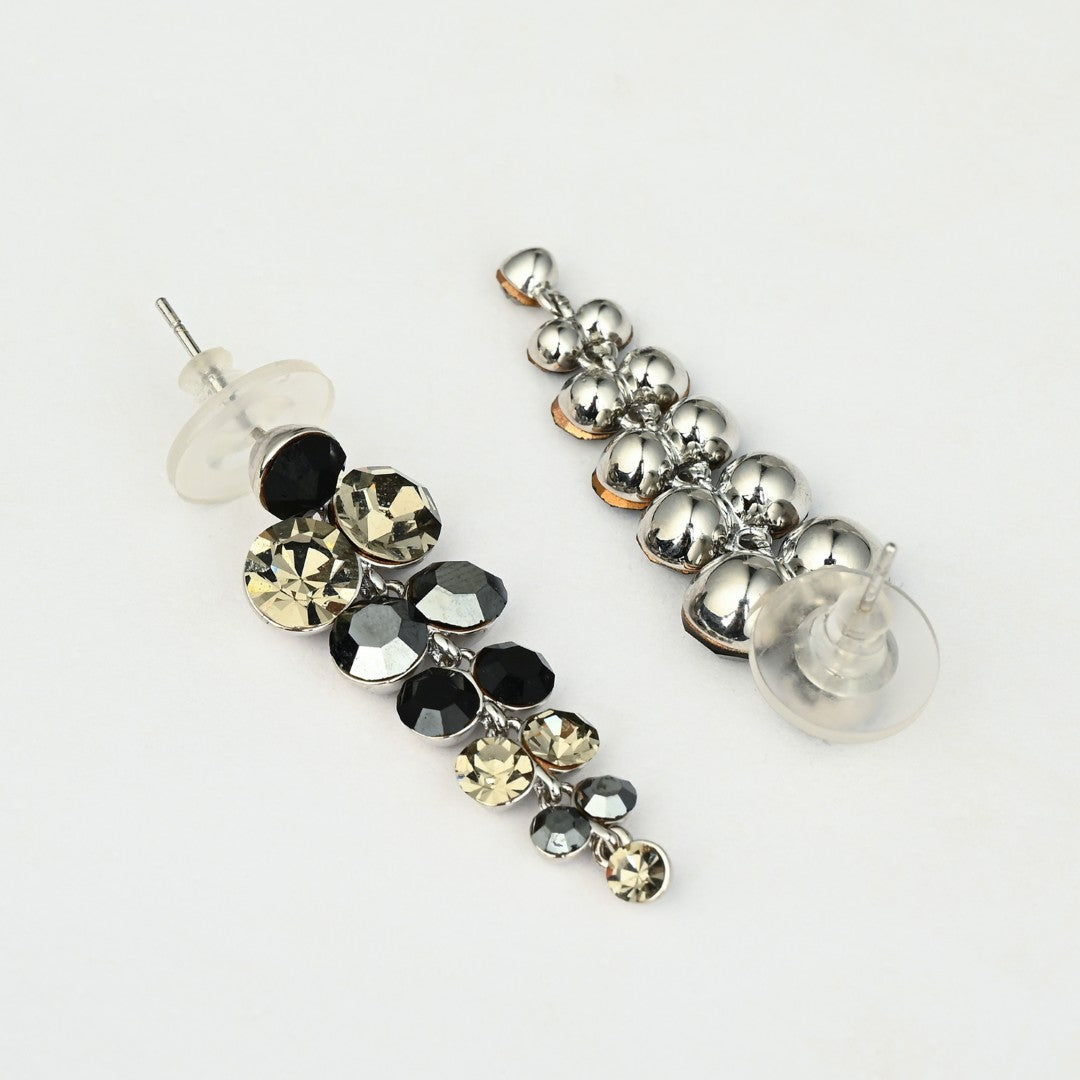 Black & Crystal Stone Drop Earrings