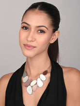Brown & Silver Statement Pebble Necklace