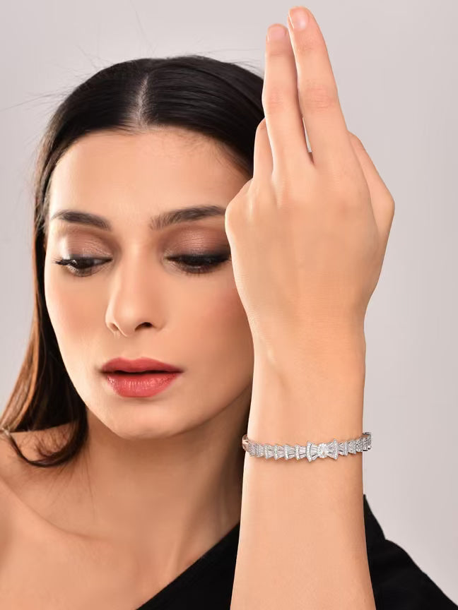Bow Shaped Ad Stone Openable Bangle - Reenisaa