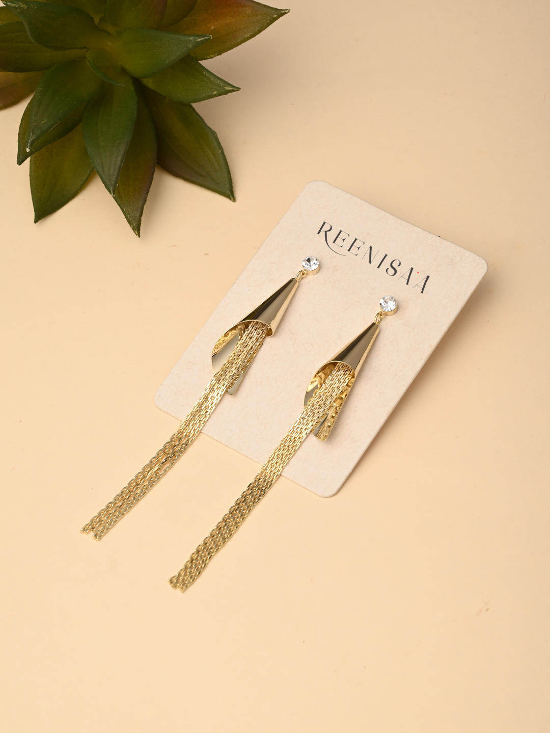 Celeste Golden Tassel Chain Earrings - Reenisaa