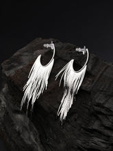 Silver Cascade Fringe Hoop Earrings