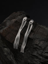 Silver Knot Tassel Statement Earrings