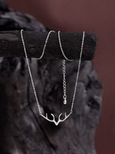 Silver Reindeer Pendant Necklace