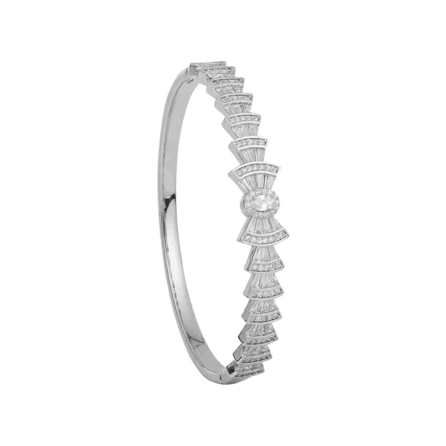 Bow Shaped Ad Stone Openable Bangle - Reenisaa
