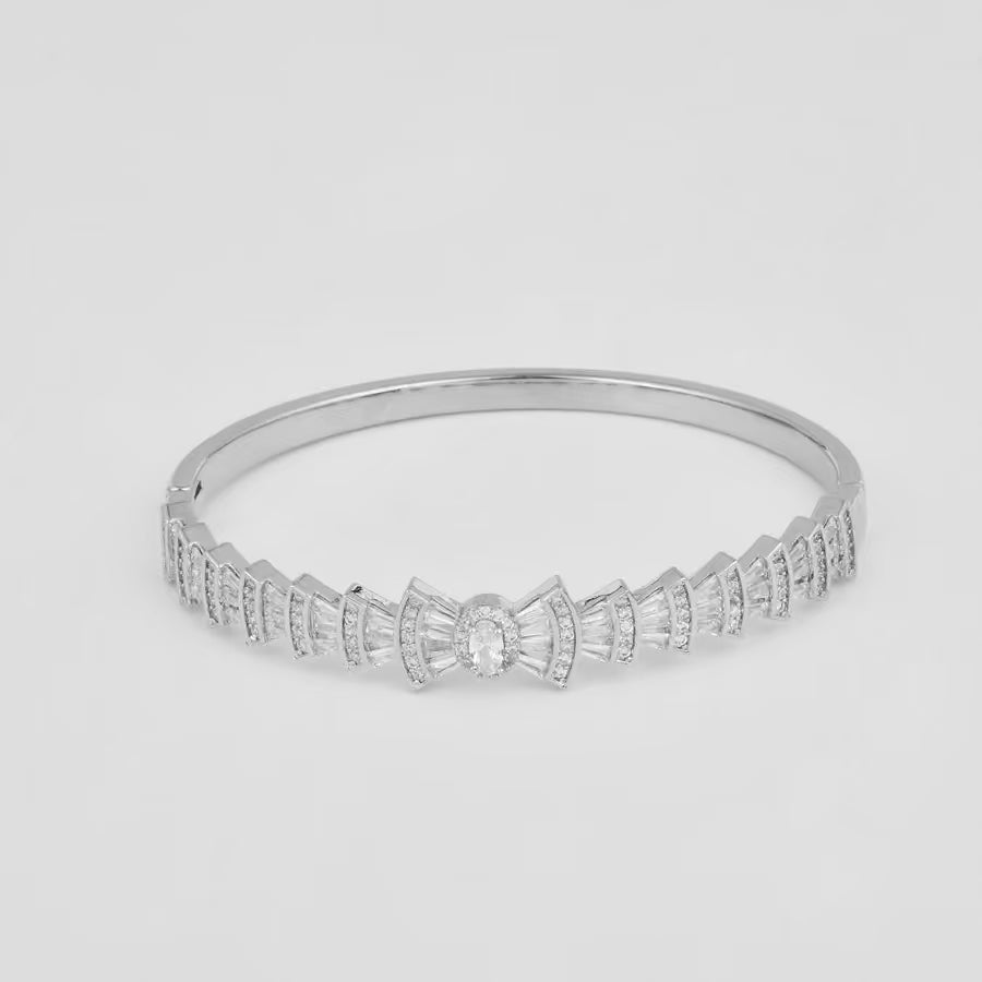 Bow Shaped Ad Stone Openable Bangle