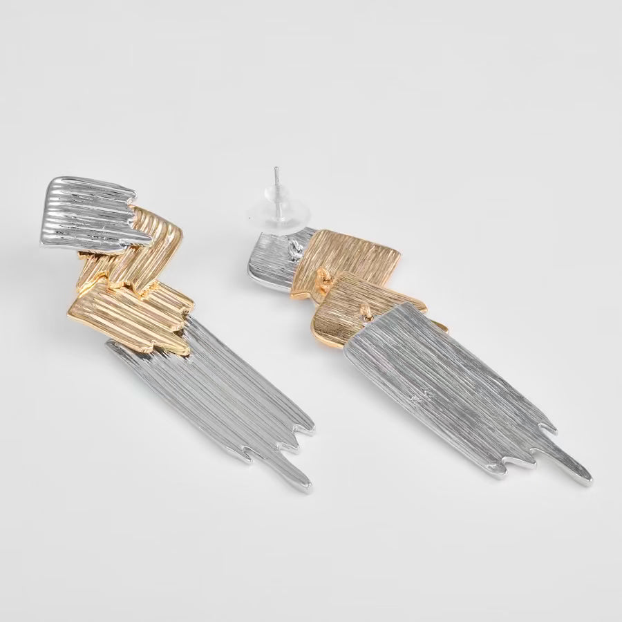 Two Tone Texture Drop Earring