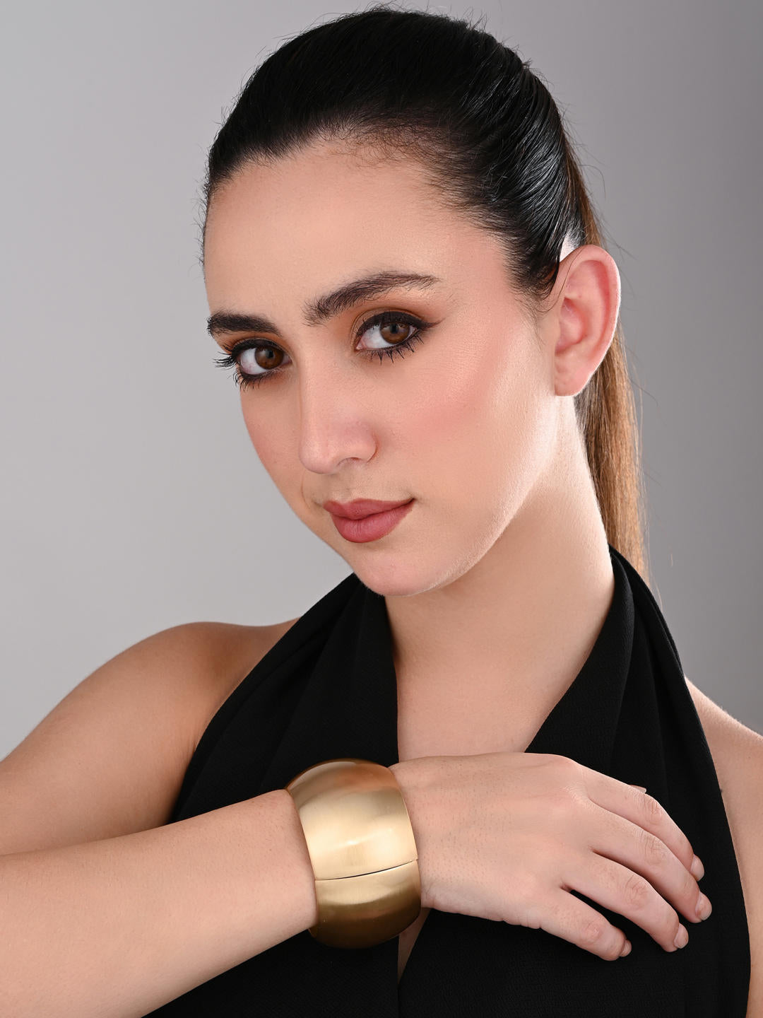 Classic Wide Gold-Tone Cuff Bracelet - Reenisaa