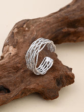 Rhodium Palted Luna Mesh Open Ring