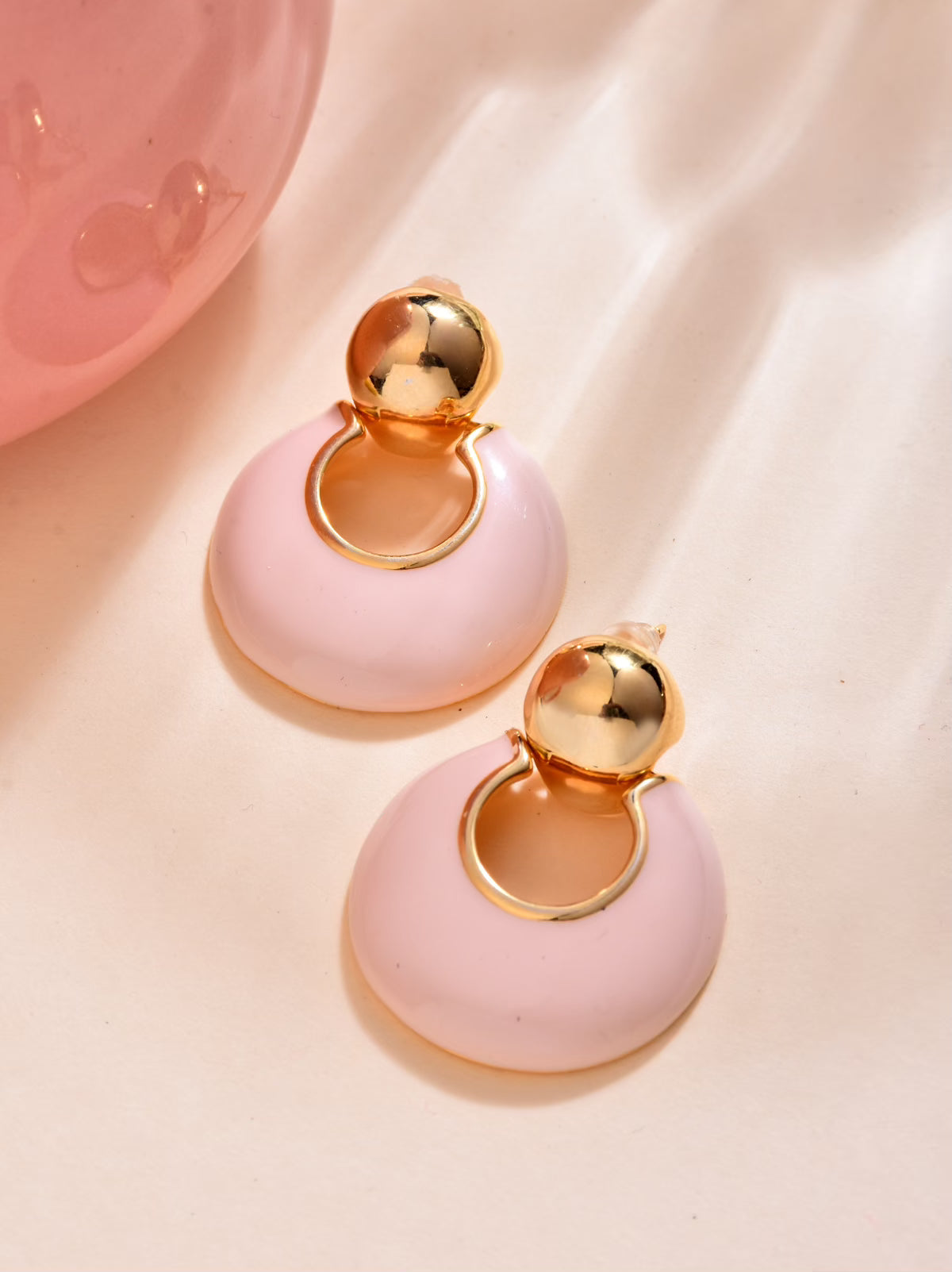 Pink Round Earring - Reenisaa