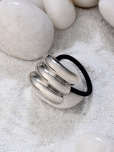 Silver Ribbed Luxe Hair Tie