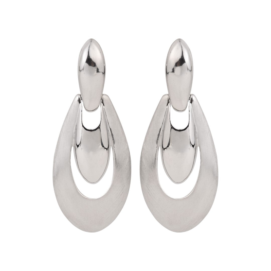 Silver Pear Shaped Drop Earring
