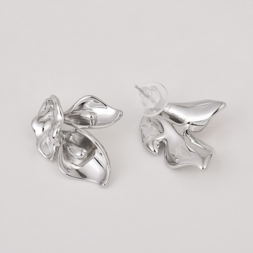 Silver Leaf Shape Earring - Reenisaa