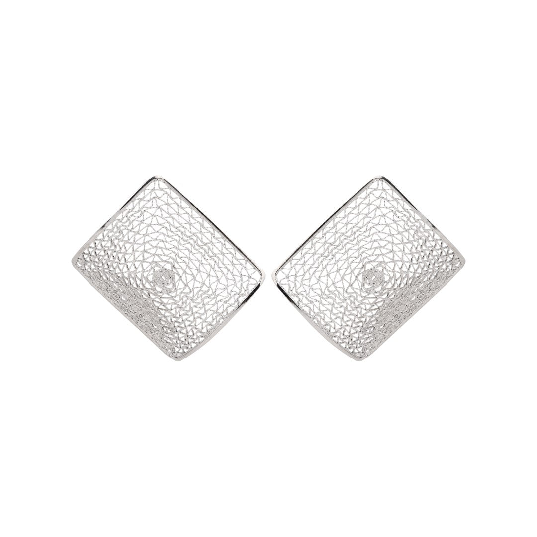 Silver Mesh Square Earring