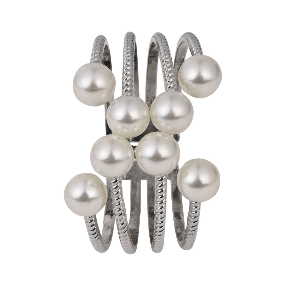 Silver Pearl Open Bangle
