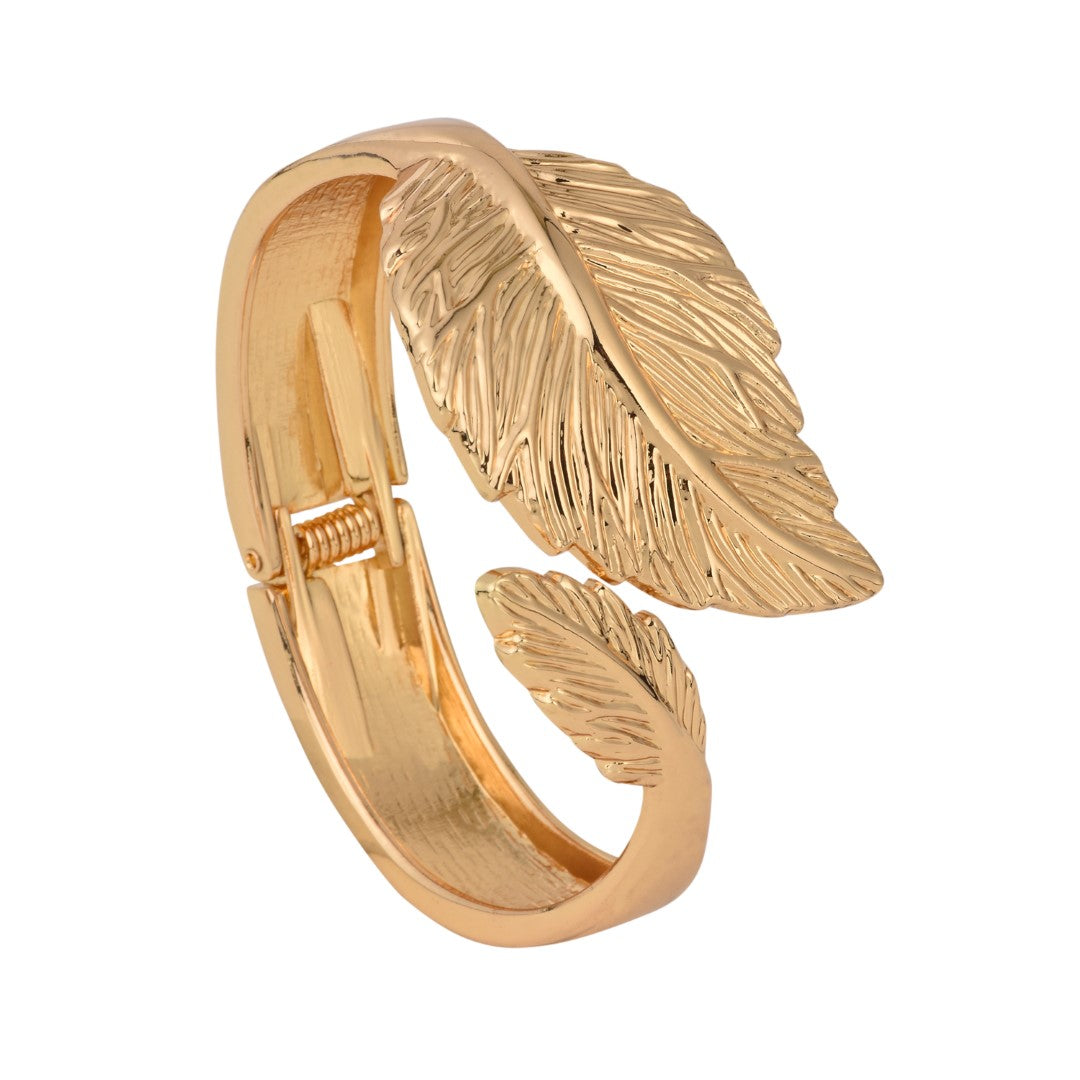 Leaf shaped Adjustable gold bangle - Reenisaa