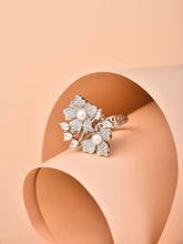 Half Floral Pearl Embellished Ring