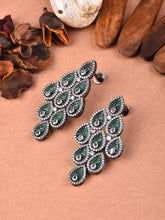 Silver Green Glimmering Earring