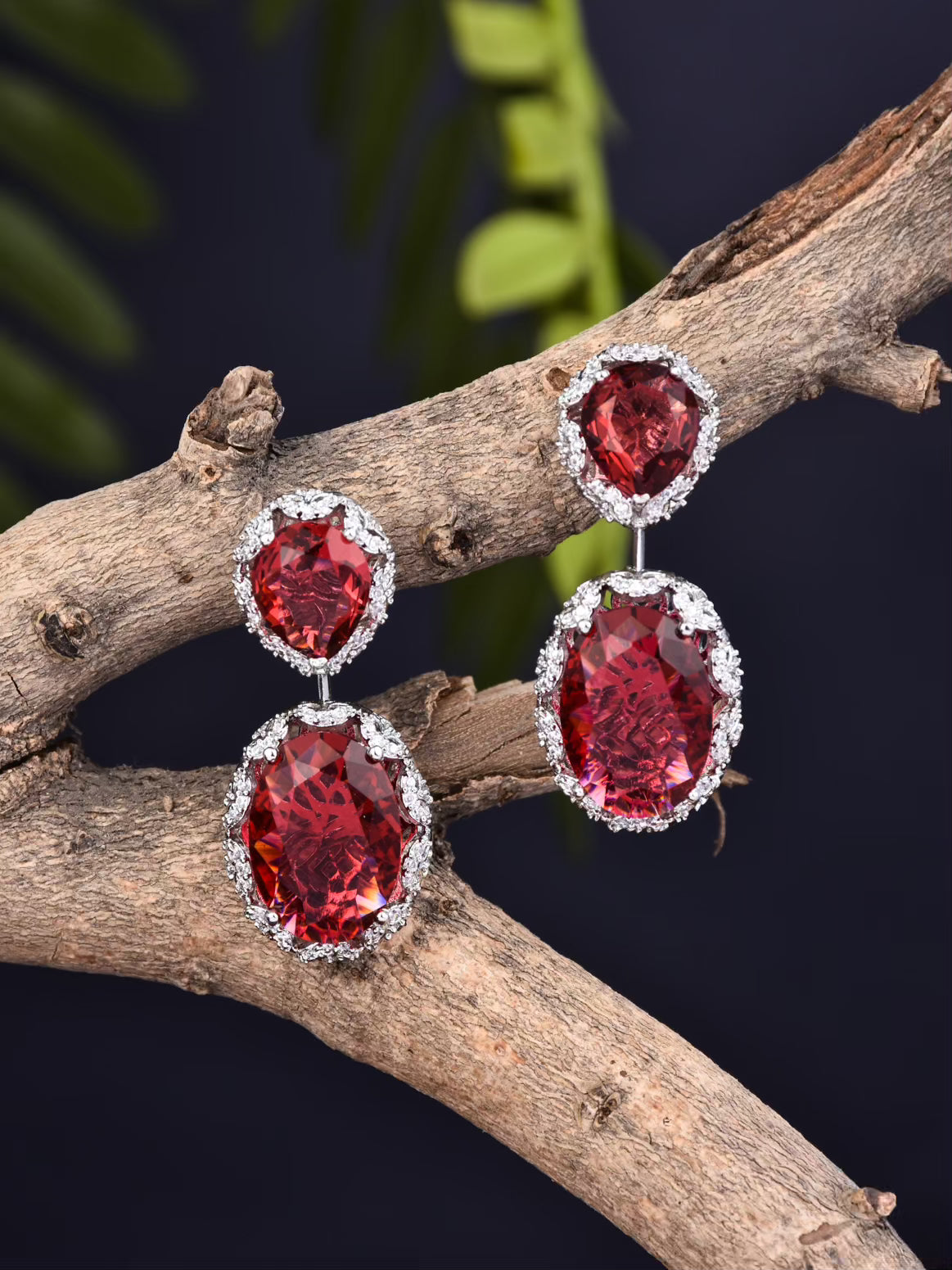 Ruby Red Rhinestone Earrings - Reenisaa
