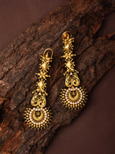 Golden Carved Temple Earrings