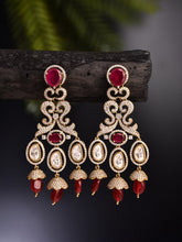 Victorian Red Kundan Dangler