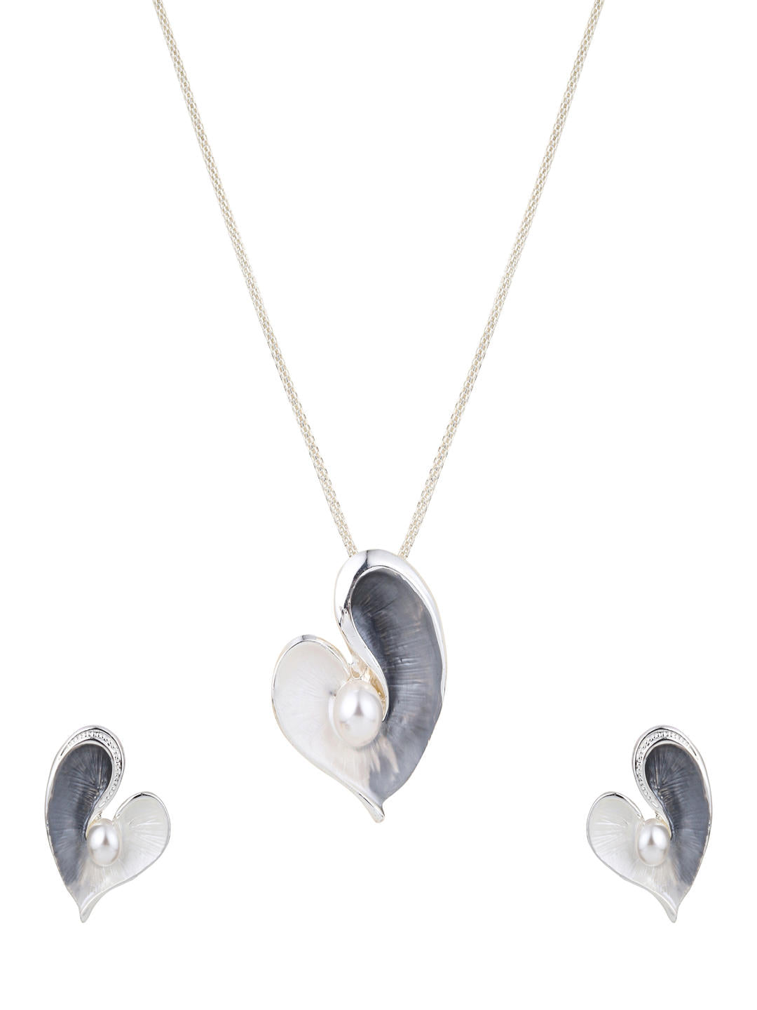 Silver Mist Heart Necklace Set - Reenisaa