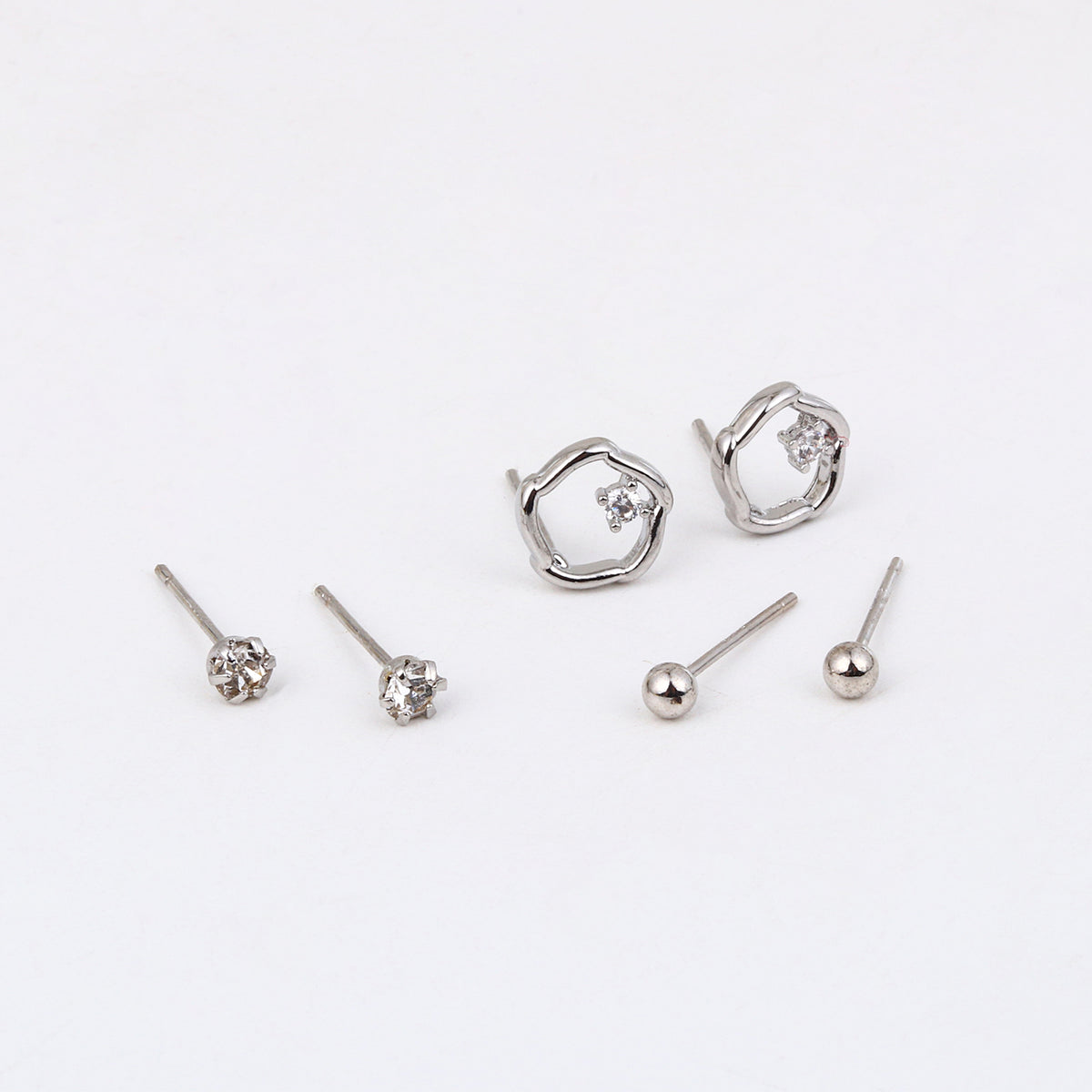 Everyday Silver Essentials Earring Set (925 Silver, 3-Pair) - Reenisaa