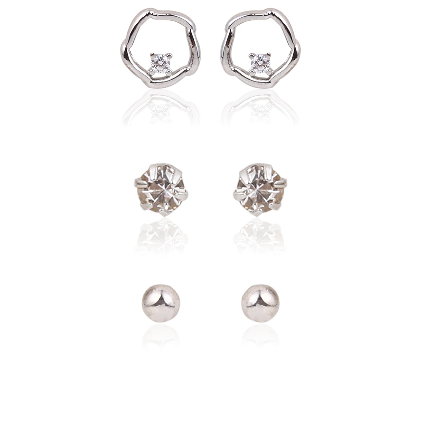 Everyday Silver Essentials Earring Set (925 Silver, 3-Pair)