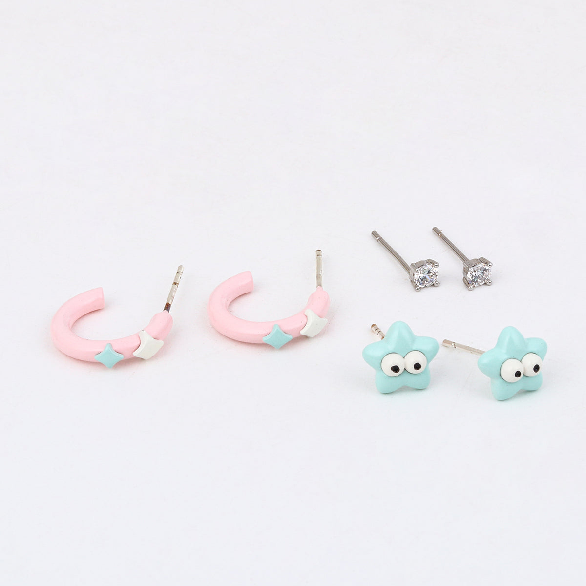 Ocean Play Earring Set (925 Silver, 3-Pair) - Reenisaa