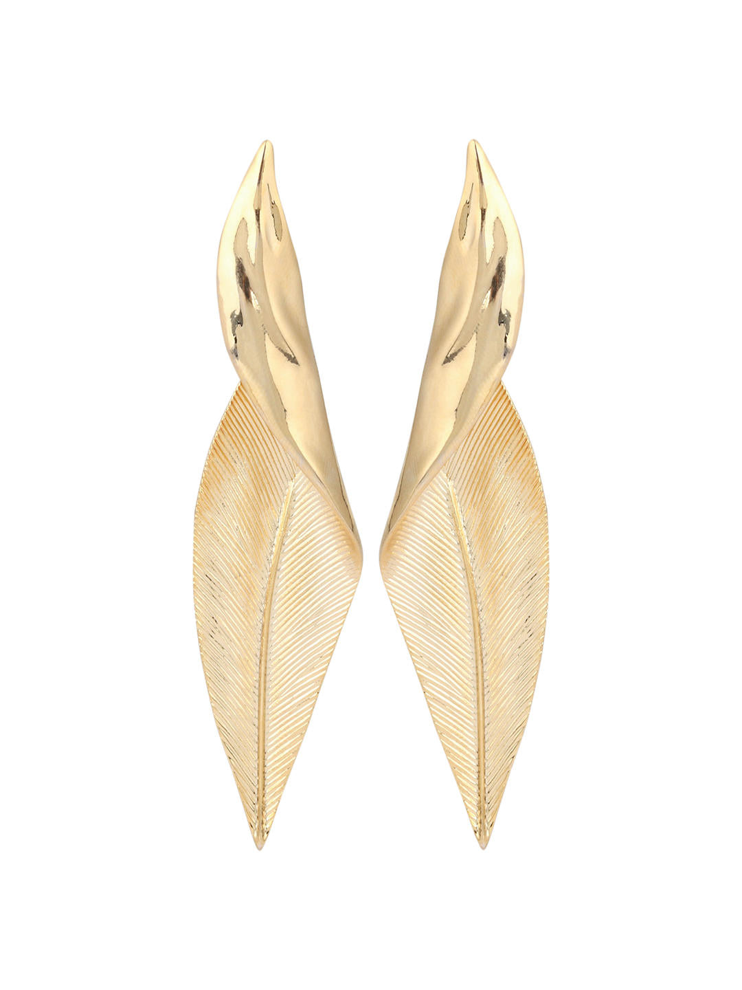 Gold Twirl Leaf shape Earring