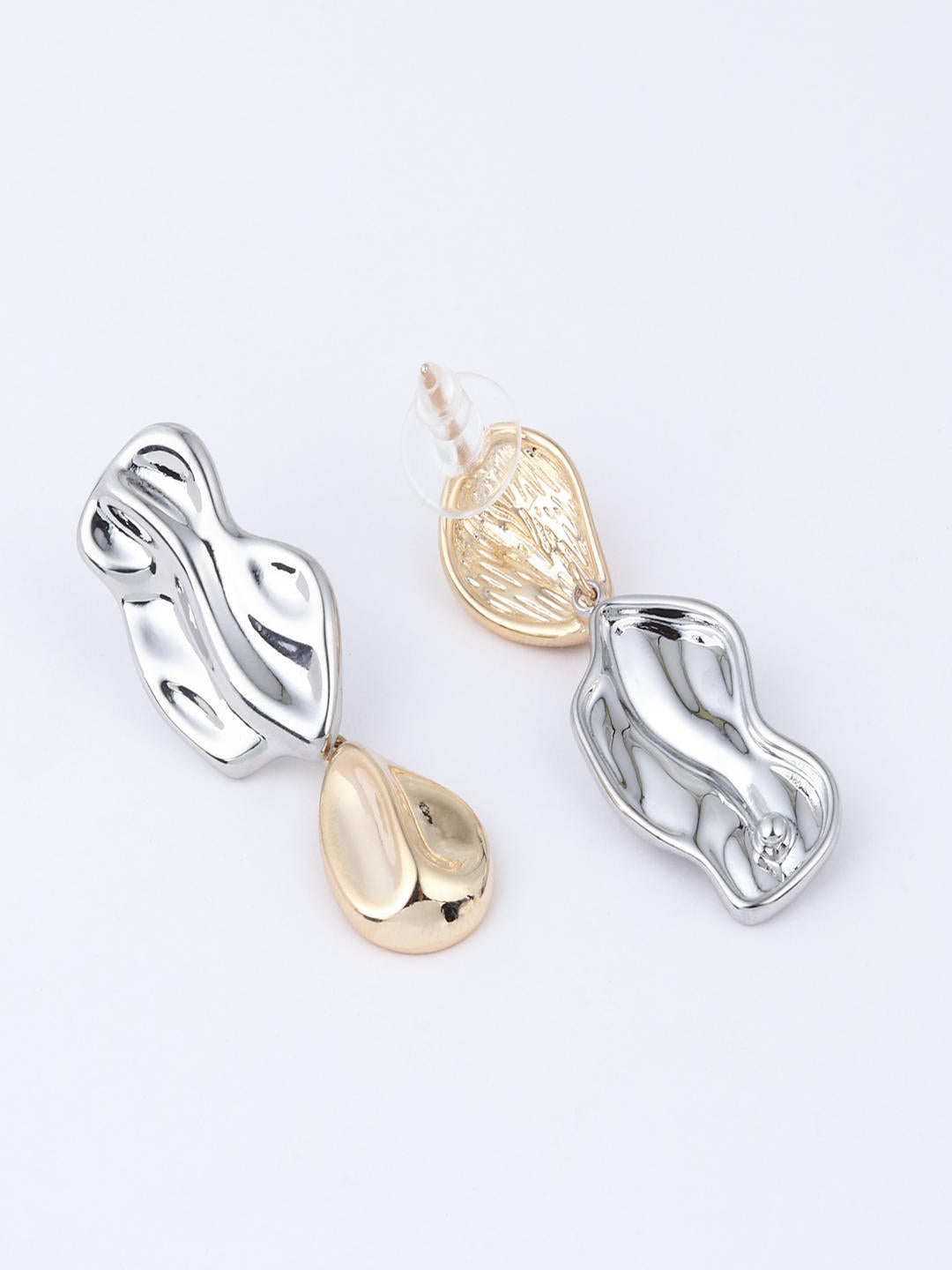 Molten Dual-Tone Sculptural Drop Earrings