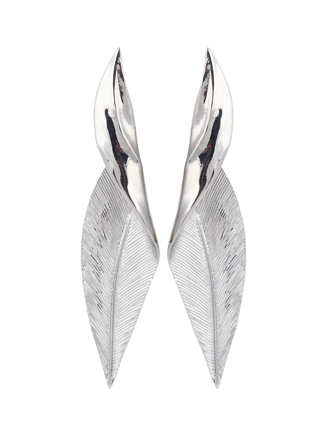 Silver Twirl Leaf Shape Earring
