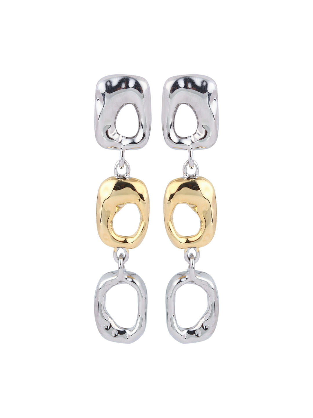 Dual ToneTextured Link Drop Earrings