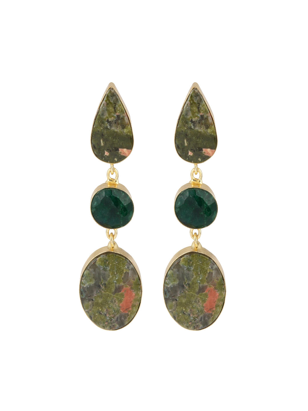 Forest Mist Green Stone Earrings