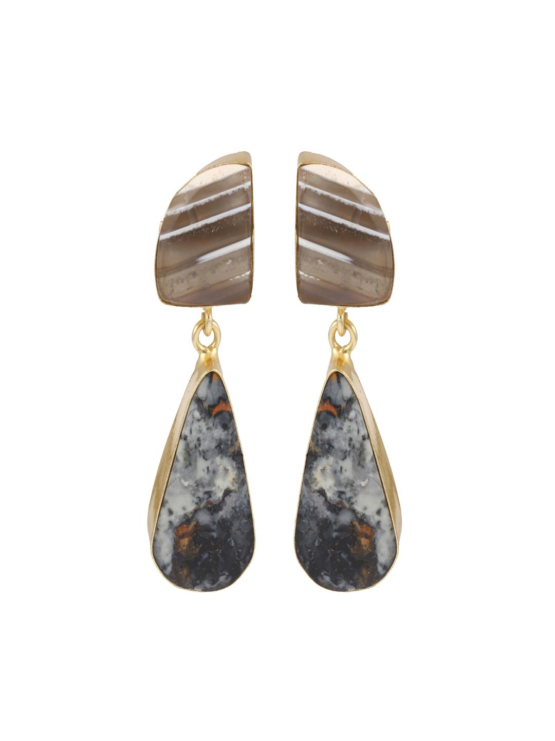 Smoky Pebble Stone Earrings