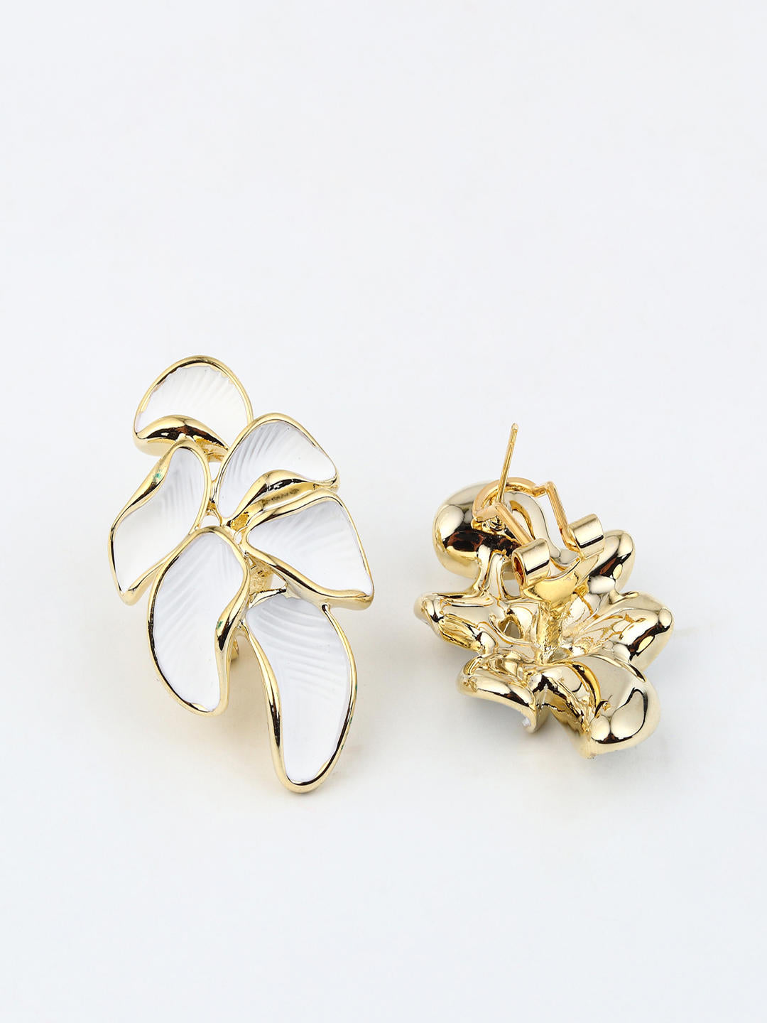 Ivory Leaf 18K Gold Plated Statement Earrings