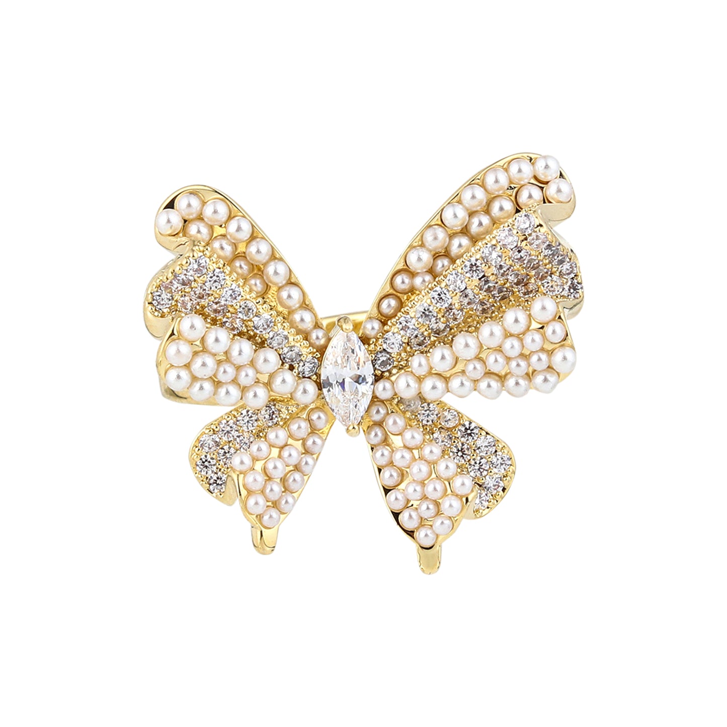 Golden Couture Bow Statement Ring