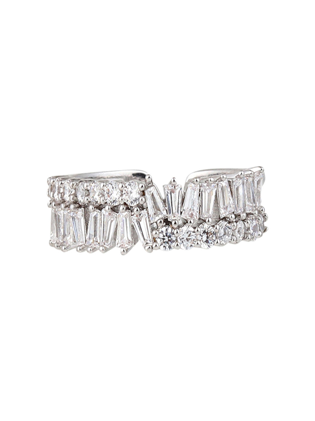 Baguette Luxe Adjustable Ring – Silver