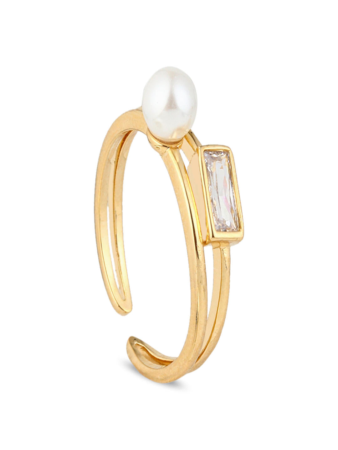 Pearl Prism Adjustable Ring in Gold Finish - Reenisaa