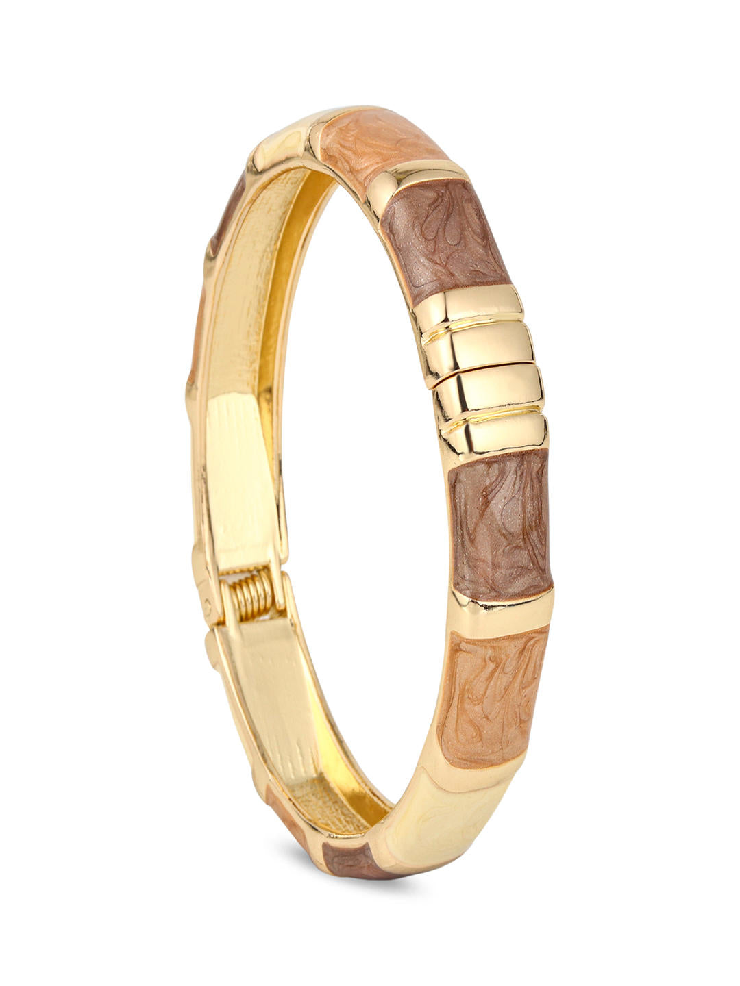 Enamel Voyage Colorblock Bangle β Coffee Brown