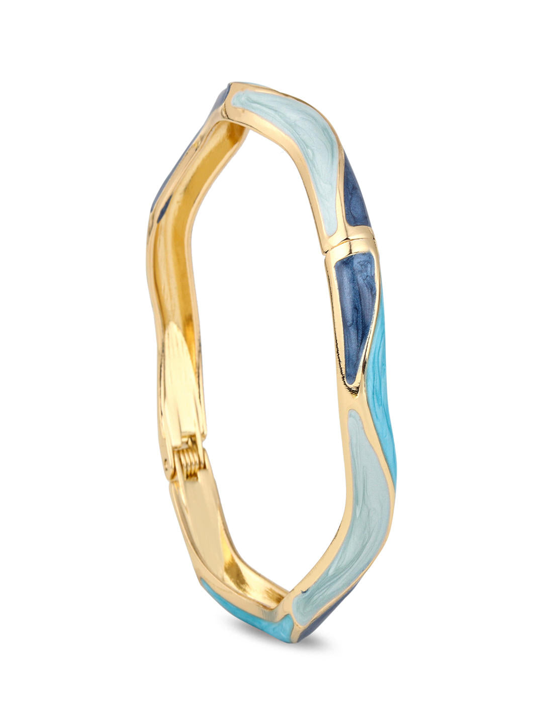 Enamel Ripple Wave Bangle – Navy & Aqua